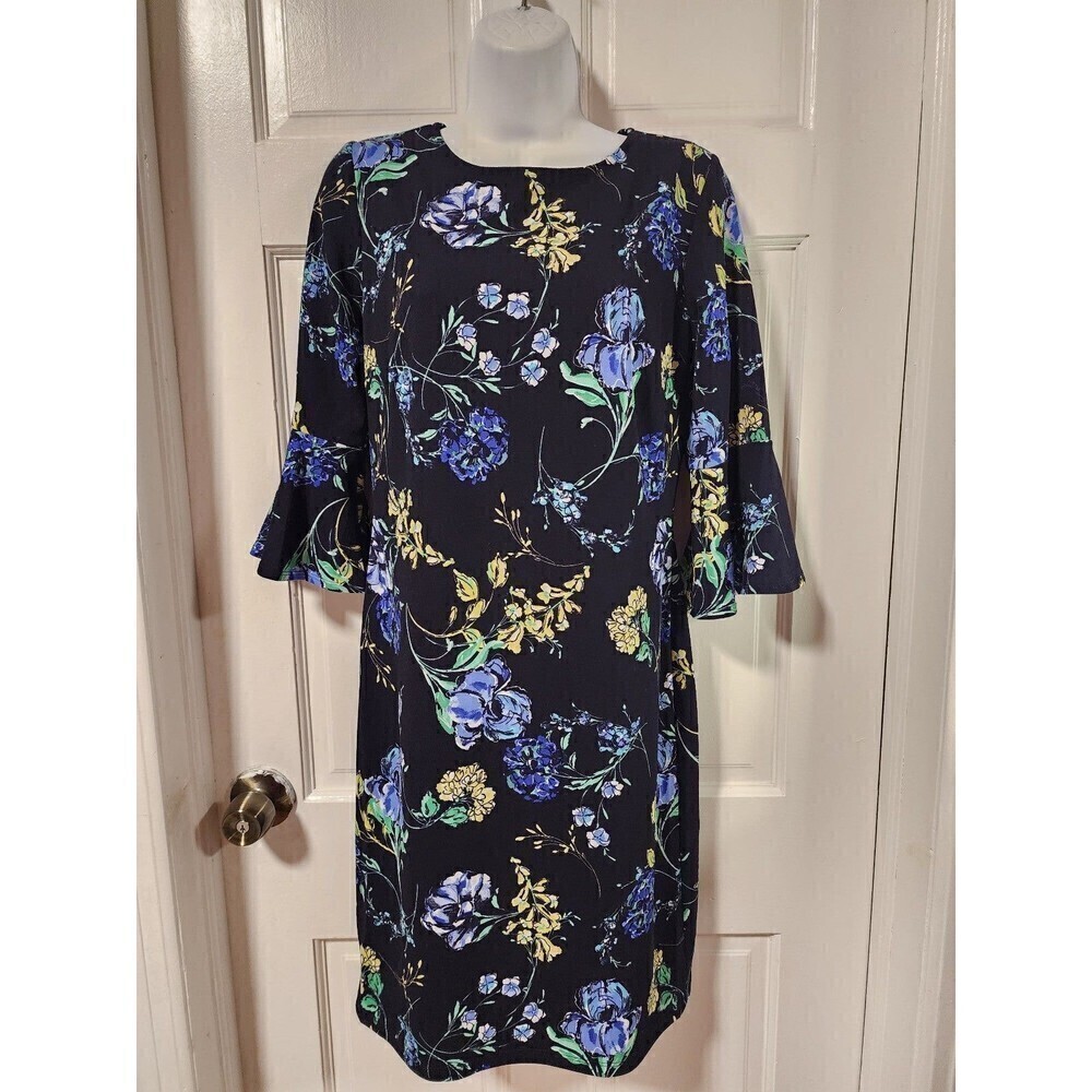 Stella & Julie Women’s Navy-Blue Floral Knee Length Dress